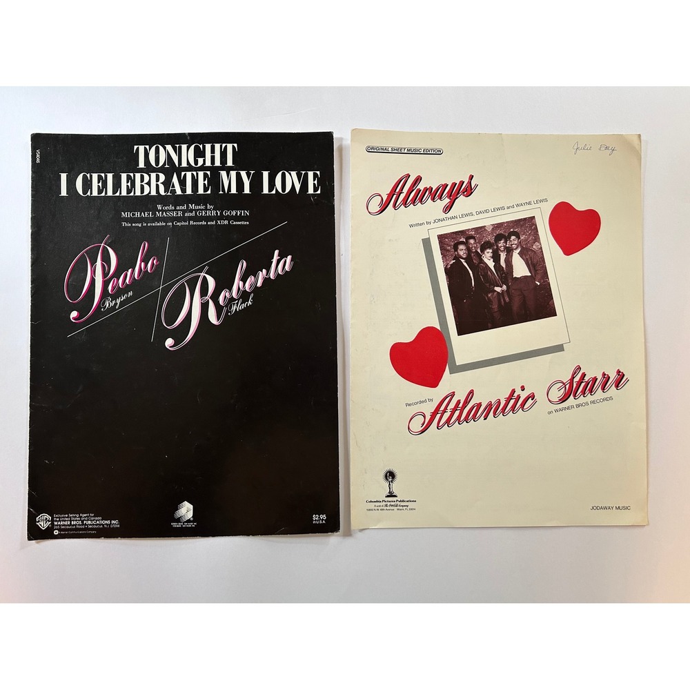 Vintage Sheet Music Tonight I Celebrate My Love and Always Both Dated‎ 1983